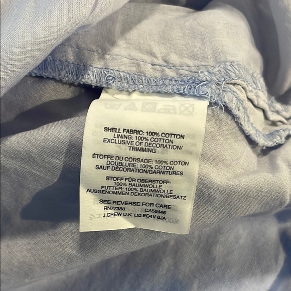 J. Crew Light Blue Cinched Waist Flutter Sleeve Textured Blouse - Picture 6 of 7